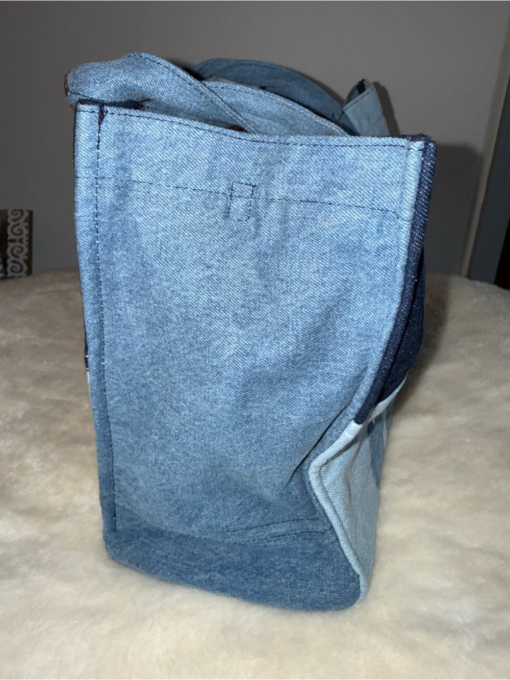 C&C California Blue Denim Patchwork Tote with Leather Logo - Picture 8 of 8